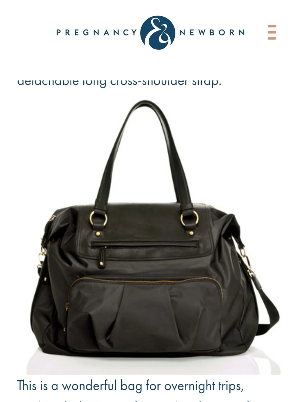 Black Leather Baby Bag with Gold Accent Hardware